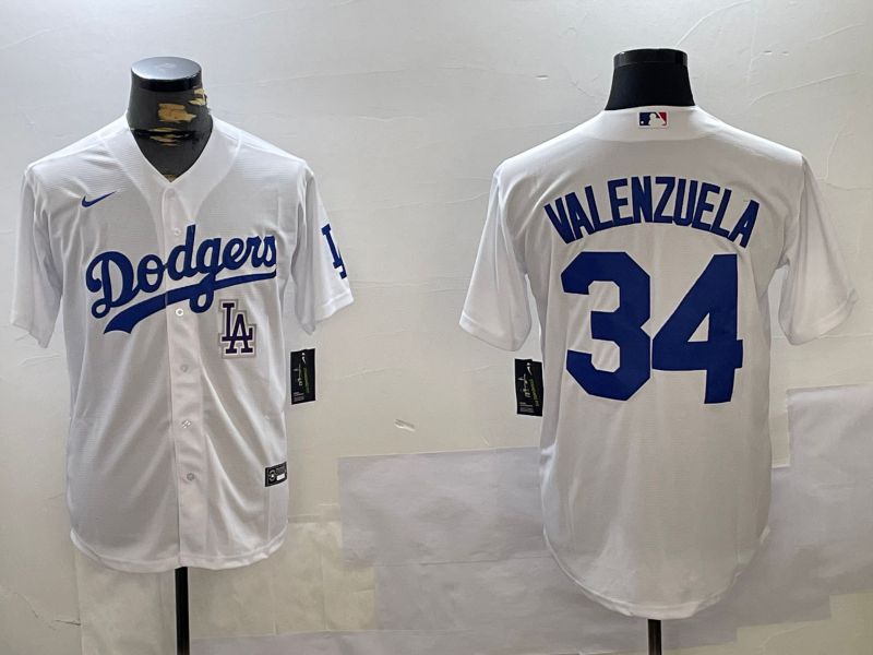 Men Los Angeles Dodgers #34 Valenzuela White Game 2024 Nike MLB Jersey style 11201->los angeles dodgers->MLB Jersey